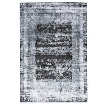 80x150 cm Covor Harvest Black, 55% Vascoza si 45% Acryl, Design Modern, Gri/Negru, Densitate 2800 gr/m2