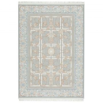 80x150 cm Covor Persan Isfahan, 70% Polipropilenă și 30% Polyester, Design Clasic, Gri, Densitate 3000 gr/m2