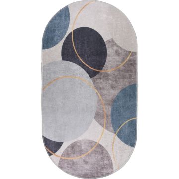 Covor albastru-gri lavabil 60x100 cm Oval – Vitaus Covor albastru-gri lavabil 60x100 cm Oval – Vitaus