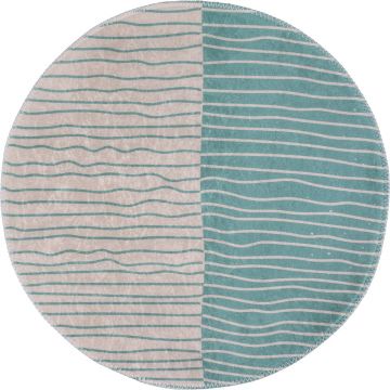 Covor crem-turcoaz lavabil rotund ø 80 cm Yuvarlak – Vitaus Covor crem-turcoaz lavabil rotund ø 80 cm Yuvarlak – Vitaus