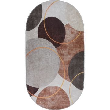 Covor maro-crem lavabil 60x100 cm Oval – Vitaus ieftin