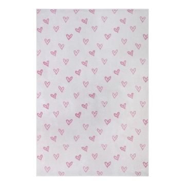 Covor pentru copii alb-roz 120x170 cm Hearts – Hanse Home