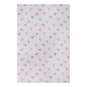 Covor pentru copii alb-roz 160x235 cm Hearts – Hanse Home
