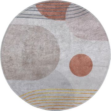 Covor portocaliu/crem lavabil rotund ø 80 cm Yuvarlak – Vitaus