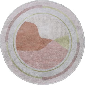 Covor portocaliu/crem lavabil rotund ø 80 cm Yuvarlak – Vitaus