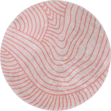 Covor roz deschis/crem lavabil rotund ø 120 cm Yuvarlak – Vitaus