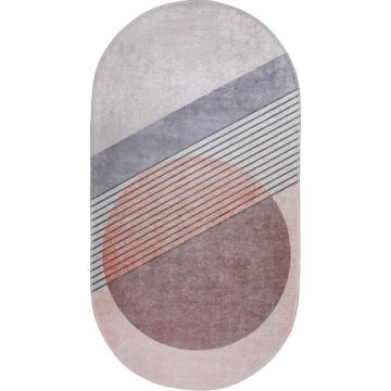 Covor roz deschis/gri deschis lavabil 60x100 cm Oval – Vitaus Covor roz deschis/gri deschis lavabil 60x100 cm Oval – Vitaus