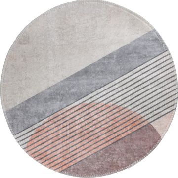 Covor roz deschis/gri deschis lavabil rotund ø 80 cm Yuvarlak – Vitaus