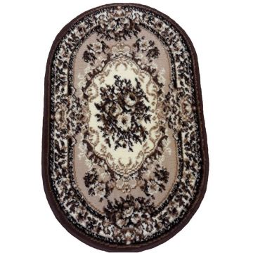 Covor clasic Gold 047/12A O, polipropilena BCF, bej-maro, 100 x 200 cm