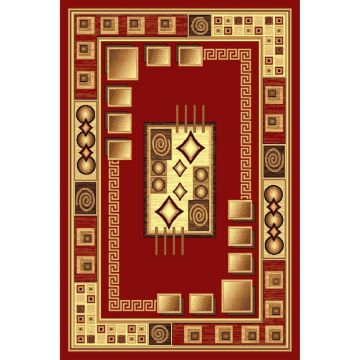 Covor clasic Gold 364/22, polipropilena BCF, rosu-bej, 140 x 200 cm