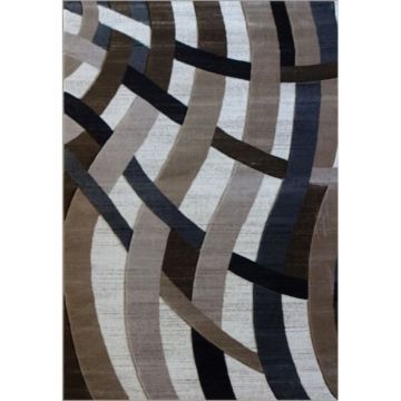 Covor modern Geo Hand Carved 7168, polipropilena heat set, model abstract bej/maro, 160 x 220 cm ieftin