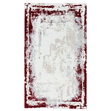 100x200 cm Covor premium Oslo, 70% Polyester și 30% Polipropilenă, Design Modern, Gri/Rosu, Densitate 2500 gr/m2 ieftin