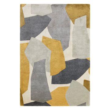 Covor galben ocru/gri handmade din fibre reciclate 160x230 cm Romy – Asiatic Carpets ieftin