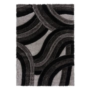 Covor negru/gri handmade din fibre reciclate 80x150 cm Velvet – Flair Rugs