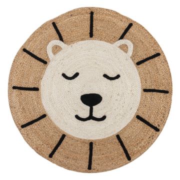 Covor pentru copii în culoare naturală din iută 100x100 cm Leo Lion – Flair Rugs