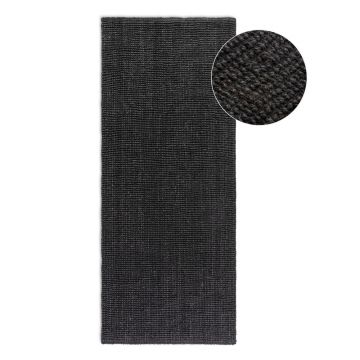 Covor tip traversă negru din iută 80x200 cm Bouclé – Hanse Home