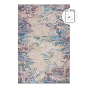 Covor albastru/mov lavabil din amestec de fibre reciclate 200x290 cm Reid – Flair Rugs ieftin