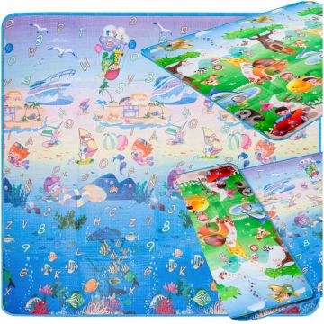 Covor educational din spuma pliabil cu doua fete 190 x 170cm Zoo Marine