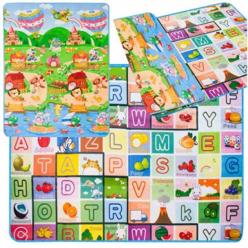 Covor educational din spuma XPE pliabil cu doua fete 180 x 120 Letters Zoo