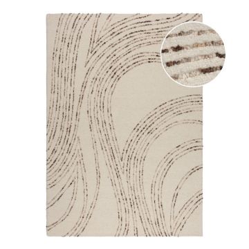 Covor maro/crem din lână 120x170 cm Abstract Swirl – Flair Rugs ieftin