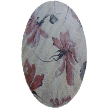 Covor modern Matrix 5546-16833, oval, polipropilena, model floral, bej, 160 x 230 cm ieftin