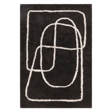 Covor negru handmade din lână 160x230 cm Matrix – Asiatic Carpets ieftin