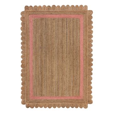 Covor roz/în culoare naturală handmade din iută 160x230 cm Grace – Flair Rugs ieftin