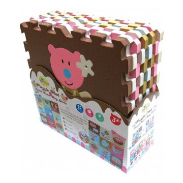 Covoras puzzle Babygreat  Fetita ursulet 92x92 cm 13mm GB-M129GB