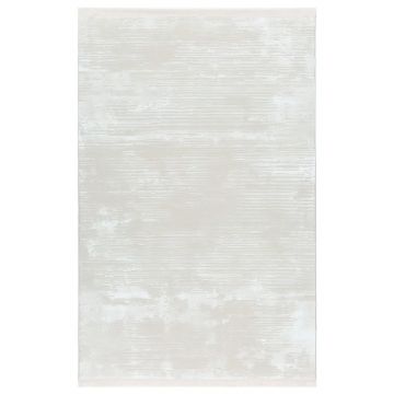 125x200 cm Covor Premium Alb/Crem, Margini cu Franjuri, Living/Hol/Dormitor, 60% Polipropilenă 40% Poliester, Modern, Model ColorWeave ieftin