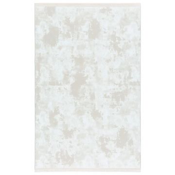 125x200 cm Covor Premium Alb/Crem, Margini cu Franjuri, Living/Hol/Dormitor, 60% Polipropilenă 40% Poliester, Modern, Model Opulenza