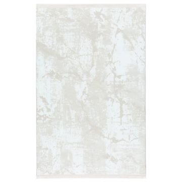 125x200 cm Covor Premium Alb/Crem, Margini cu Franjuri, Living/Hol/Dormitor, 60% Polipropilenă 40% Poliester, Modern, Model Shatter