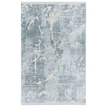 125x200 cm Covor Premium Gri/Crem, Margini cu Franjuri, Living/Hol/Dormitor, 60% Polipropilenă 40% Poliester, Modern, Model Shatter ieftin