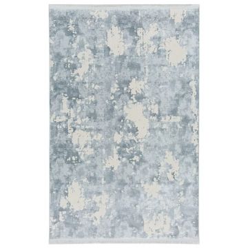 80x150 cm Covor Premium Gri/Crem, Margini cu Franjuri, Living/Hol/Dormitor, 60% Polipropilenă 40% Poliester, Modern, Model Opulenza