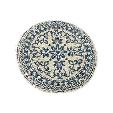 Covor de exterior Round Blue, Decoris, Ø150 cm, polipropilena, albastru