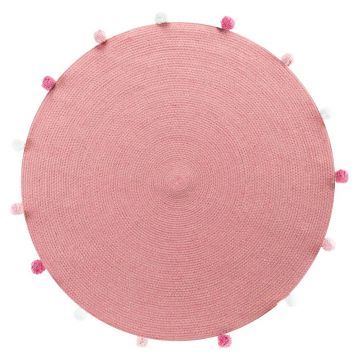 Covor roz rotund ø 90 cm Pompomparty – douceur d'intérieur