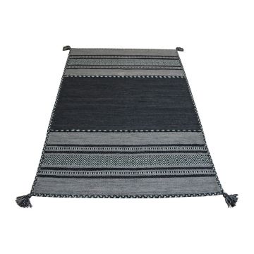 Covor din bumbac Floorita Antique Kilim, 160 x 230 cm, gri închis