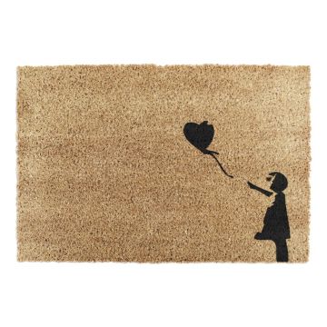 Covoraș de intrare din fibre de nucă de cocos 40x60 cm Girl With a Ballon – Artsy Doormats