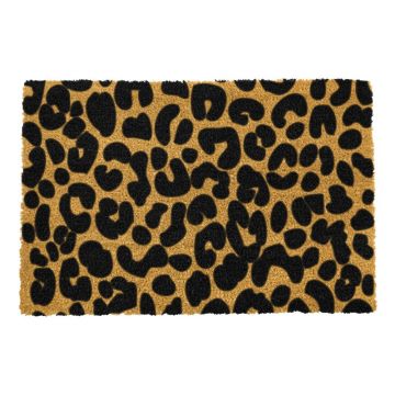 Covoraș intrare din fibre de cocos Artsy Doormats Leopard, 40 x 60 cm, negru