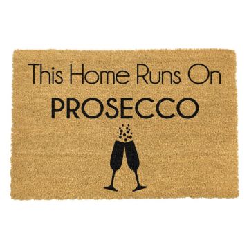 Covoraș intrare din fibre de cocos Artsy Doormats This Home Runs On Prosecco, 40 x 60 cm
