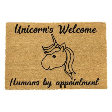 Covoraș intrare din fibre de cocos Artsy Doormats Unicorns Welcome, 40 x 60 cm