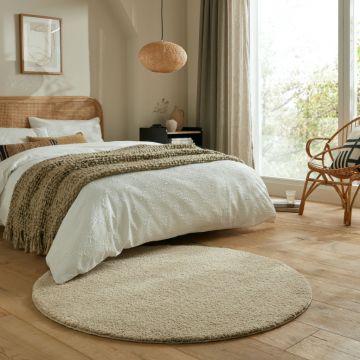 Covor Fluffy Washable Natural 180X180 cm, rotund, Flair Rugs