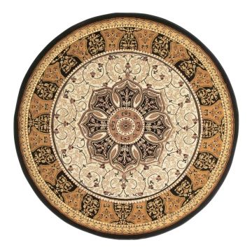 Covor negru/bej rotund ø 150 cm Heritage – Think Rugs