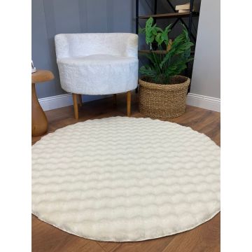 Covor Puffy Bubble Yuvarlak, Gri, 150x150 cm