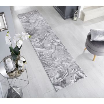Covor traversă Marbled Argintiu 60X230 cm, Flair Rugs