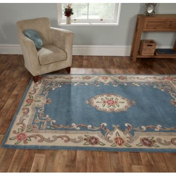 Covor Aubusson Blue, Flair Rugs, 75x150 cm, lana, albastru