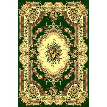 Covor clasic Gold 047/32, polipropilena BCF, verde-bej, 60 x 110 cm