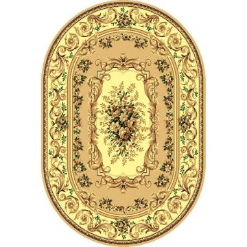 Covor clasic Gold 235/123 O, polipropilena BCF, bej-maro, 60 x 110 cm