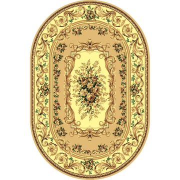 Covor clasic Gold 235/123 O, polipropilena BCF, bej-maro, 80 x 150 cm