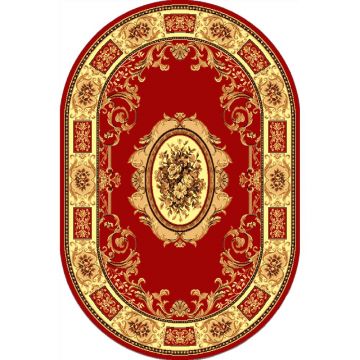 Covor clasic Gold 242/22 O, polipropilena BCF, rosu/bej, 60 x 110 cm