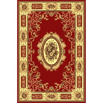 Covor clasic Gold 242/22, polipropilena BCF, rosu/bej, 80 x 150 cm